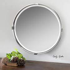 Solid wood frame with antiqued bronze finish. Uttermost Tazlina Brushed Nickel Round Mirror 29 5x29 5x2 Overstock 13564312