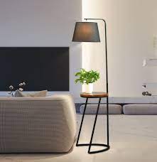 Home Mall Modern Iron Floor Lamp Tall Standing Lamp With Wood Tray For Living Room Bedroom Study Room Co Iron Floor Lamp Lamps Living Room Home Room Design