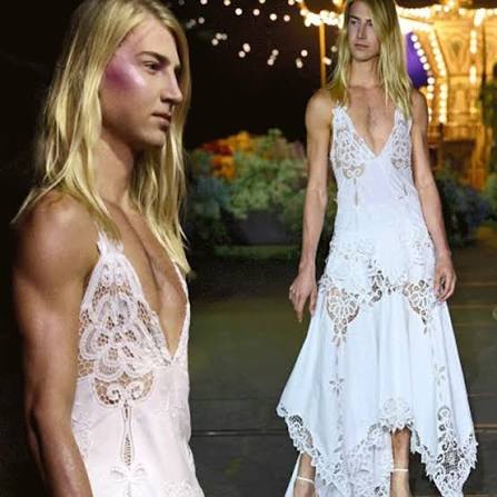 Richard Wilkins' son Christian stuns as he models a white frock and heels  on the catwalk at Australian Fashion Week 🔥🔥 📸 Getty images and Allison  Voight Media
