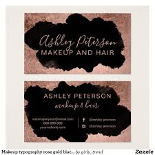 Black And Gold Card Design Makeup Typography Rose Gold Black Brushstroke Business Card Zazzle Com In 2020 Business Card Inspiration Makeup Artist Business Cards Typography