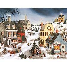 Caroling In The Village Christmas Cards Other Walmart Com In 2020 Americana Art Christmas Art Christmas Paintings