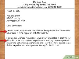How To Write A Cover Letter To A Hotel With Pictures Wikihow