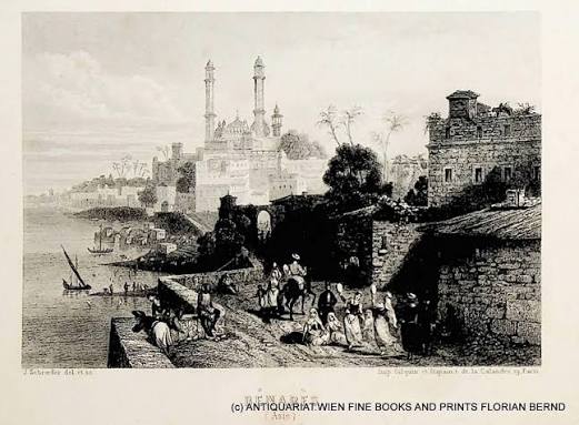 VARANASI, INDIA Benares view c. 1840: (1840) Art&nbsp;/&nbsp;Print&nbsp;/&nbsp;Poster | ANTIQUARIAT.WIEN Fine Books & Prints