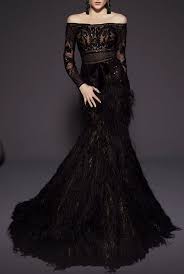 Fouad Sarkis Couture Black Off Shoulder Long Sleeve Gown Poshare Long Sleeve Gown Black Gown With Sleeves Black Tie Dress