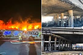 LA freeway industrial fire shuts down ...