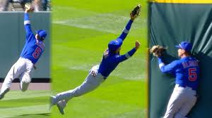 4 22 Cubs Outfielder Albert Almora Jr Makes A Pair Of Incredible Diving Catches Before Running Into The Wall For A Great Cubs Players Cubs Win Cubs Baseball