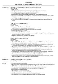 A management analyst is responsible for conducting and preparing operations and procedures manuals to assist management of a company in operating more efficiently. Client Management Analyst Resume Samples Velvet Jobs