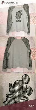 Disney Boutique Micky Mouse Shiny Houndstooth Disney Boutique Long Sleeve Tshirt Men Clothes Design