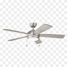 Featuring reversible blades, the fan's contemporary brushed nickel finish is complemented by both the walnut blade finish and the maple blade finish. Ceiling Fans Light Brushed Metal Ceiling Fan Home Appliance Contemporary Alloy Png Pngwing