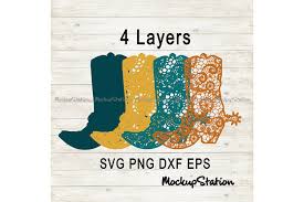 This svg design is 9 inches tall with 7 full layers (with the carrot nose it's 9 layers altogether). Cowboy Boot 3d Mandala Graphic By Mockup Station Creative Fabrica In 2020 Mandala Mandala Svg Halloween Paper Crafts