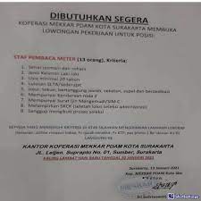 Dan berikut kami akan dengan ini bermaksud mengajukan surat lamaran untuk mengikuti seleksi penerimaan cpns di kementerian hukum dan hak asasi manusia tahun anggaran 2019. Lowongan Kerja Koperasi Mekkar Pdam Kota Surakarta Januari 2021