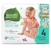 Seventh Generation Free & Clear Baby Diapers with Animal Prints Size 4,  22-37 lbs (27 ct)