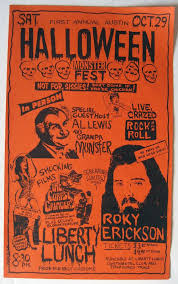 Vintage Roky Erickson 13th Floor Elevators Halloween Liberty Lunch Austin Poster Roky Erickson San Diego Comic Con Vintage Music Posters