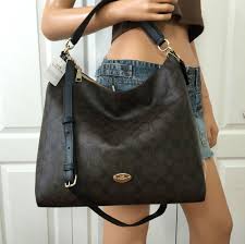 Black And Brown Coach Purse Nwt Coach Brown Black Signature Pvc Leather Shoulder Crossbody Hobo Bag Purse Hobo Crossbody Bag Purses And Bags Coach Purses Outlet
