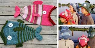 Click the link below for the free knitting pattern: Knitted Fish Hats Dead Or Alive Free Knitting Pattern
