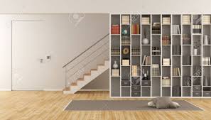 Bibliothèque enfant de rangement 6 cases en escalier pour chambre. Salon Moderne Avec Bibliotheque Escalier Et Porte Fermee Rendu 3d Banque D Images Et Photos Libres De Droits Image 67189406
