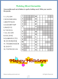 New Holiday Word Scramble