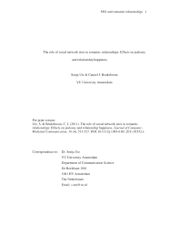Pdf The Role Of Social Network Sites In Romantic Relationships Effects On Jealousy And Relationship Happiness
