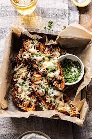 Healthy Chipotle Chicken Sweet Potato Skins Recipe Half Baked Harvest Recipes Harvest Recipes Sweet Potato Spinach