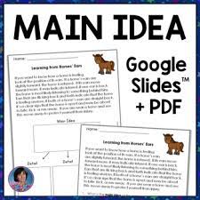 main idea details worksheets with google slides 3rd grade digital morning work