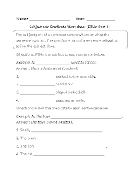 Subject And Predicate Worksheet Writing Part 1 Subject And Predicate Nouns Worksheet Subject And Predicate Worksheets