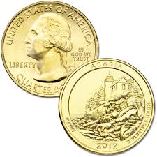 The gold quarter sets certainly look enticing. 2012 Gold Plated Acadia National Park Quarter Littleton Coin Company