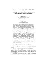 Pdf Bullying Behavior Of Pakistani Pre Adolescents Findings Based On Olweus Questionnaire