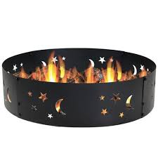 Galvanized steel fire pit ring. Sunnydaze Outdoor Heavy Duty Steel Portable Fire Pit Ring With Die Cut Stars And Moons 36 Black Target