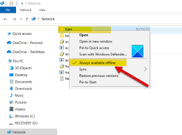 Make Network Files Always Available Offline On Windows 11/10