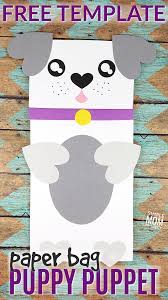 Use This Free Printable Template To Make This Cute Puppy Dog Paper Bag Puppet Craft It S Such A Fun Kid Craft Paper Bag Puppets Paper Bag Crafts Puppy Crafts