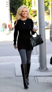 756 Black Sweater Dress Bracelets And Pendant Necklace Gray Tights With Black Boots Outfits With Leggings How To Wear Leggings Fashion Clothes Women