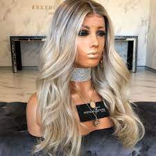 Ombre Blonde Wavy Human Hair Wig Wig Hairstyles Golden Blonde Hair Color Blonde Balayage Highlights