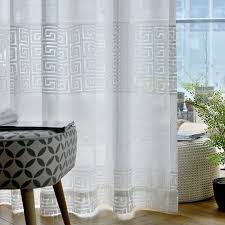 Voir plus d'idées sur le thème rideau voilage blanc, voilage vous allez adorer gris oriental oriental/bleu clair tapis décoratif sur wayfair.ca. Voilage Jacquard En Coton Blanc Labyrinthe Pour Salon Salle D Etude Simple Moderne