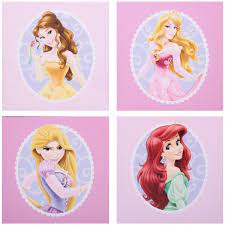 Disney Princess Canvas Wall Art 4 Pc Pack Brickseek Disney watercolor print set of 6 disney princess poster prince charming print aladdin art poster nursery room wall art kids room decor for more disney princess art posters you can see here: brickseek