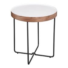 Aurelle Home Letty Wood Metal Modern White Side Table 22 X 20 X 20 Brown White Side Tables Wood Metal End Tables