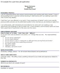 Cv Example For A Part Time Job Icover Org Uk