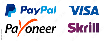 Paypal and Payoneer icons. Visa and ...