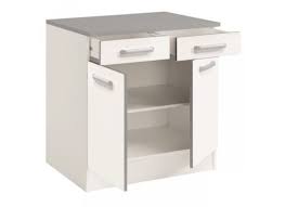 Meuble standard en panneaux mélaminés blancs haute densité. Meuble Bas De Cuisine 2 Portes Et 2 Tiroirs Blanc Meubles Bas Lava