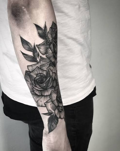 Blackwork rose/ blackwork roses for him. Beautifull dotwork rose tattoo idea by boo litjes | Flowers
