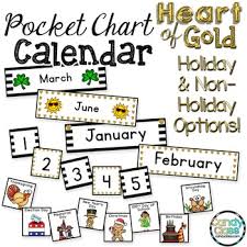 Pocket Chart Calendar Cards Black And Gold Classroom Decor Calendar Set
