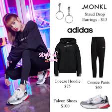 Lisa X Adidas Lisa Wears Monki Staud Drop Earrings And Adidas C Korean Fashion Kpop Inspired Outfits Kpop Fashion Outfits Blackpink Fashion