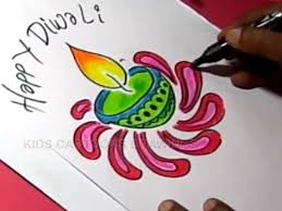 how to draw simple diwali greeting step by step