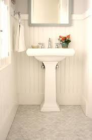 20 Pedestal Sink Backsplash Ideas To Blend Classic And Modern Looks Home Design Etc Guest Bath Trendy Bathroom Bathroom Flooring