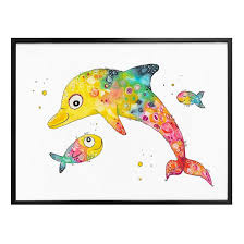Premiumposter Hagenmeyer Delfin Wall Art De Delfin Malen Lustige Zeichnungen Aquarell Fisch