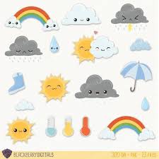 You can do the exercises online or download the worksheet as pdf. Weather Clipart Set Cute Weather Clip Art Kawaii Weather Etsy Cute Clipart Weather Clipart Kawaii Weather