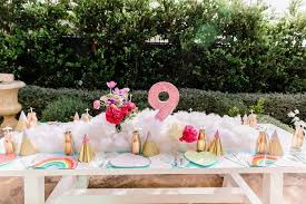 Birthday Ideas For 9 Year Old Daughter Cloud Nine Rainbow 9th Birthday Party Kara S Party Ideas 9th Birthday Parties Rainbow Birthday Party Girls 9th Birthday