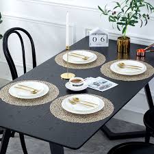 Hand wash / spot clean. Gold Round Placemats Gold Coloured Vinyl Table Mats Manufacturer Sale Table Mats Round Placemats Vinyl Table