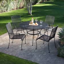 Woodard Stanton Wrought Iron Dining Set Seats 4 Www Hayneedle Com Iron Patio Furniture Wrought Iron Patio Furniture Patio Furniture Dining Set