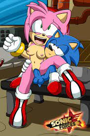 1boy 1girls amy rose balls base big penis black eyes black nose  blue fur blue penis breasts classic sonic computer cowgirl position female  green eyes happy happy sex hedgehog