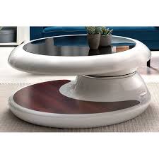 Mit billiger.de vergleichen & günstig kaufen! Couchtisch Weiss Hochglanz Drehbare Tischplatte B T H 90 90 42cm